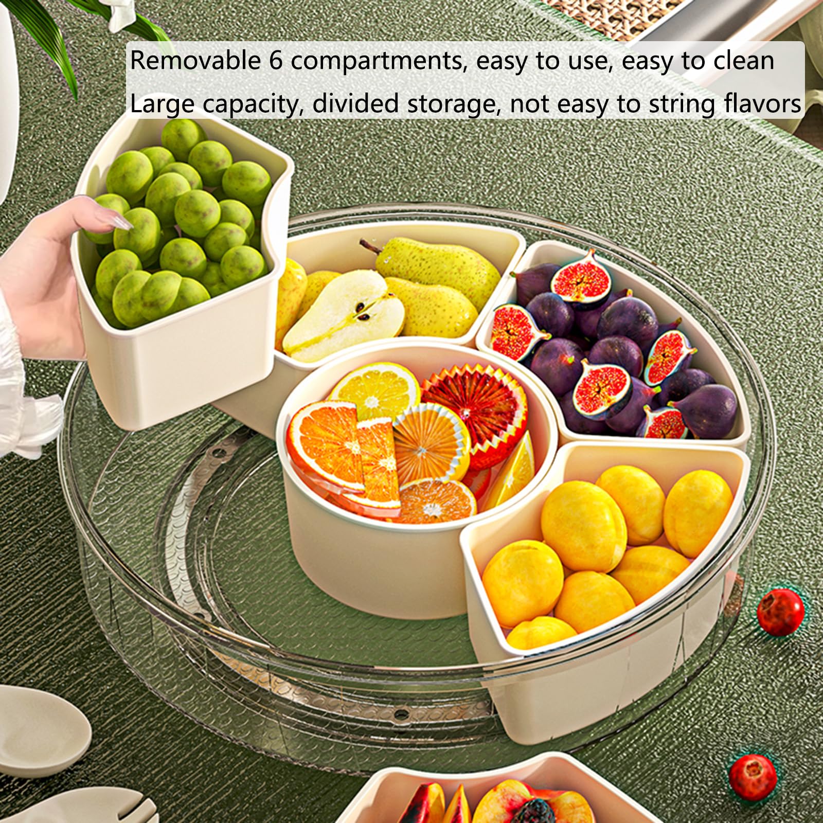 Ceipet Divided Serving Tray With Lid And Handle Fruit Containers For Fridge Snack Box Container Divided Storage Box For Platters
